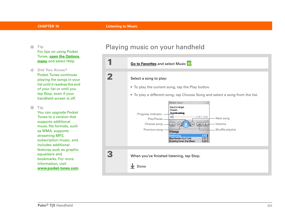 Playing music on your handheld | Palm TX User Manual | Page 244 / 690