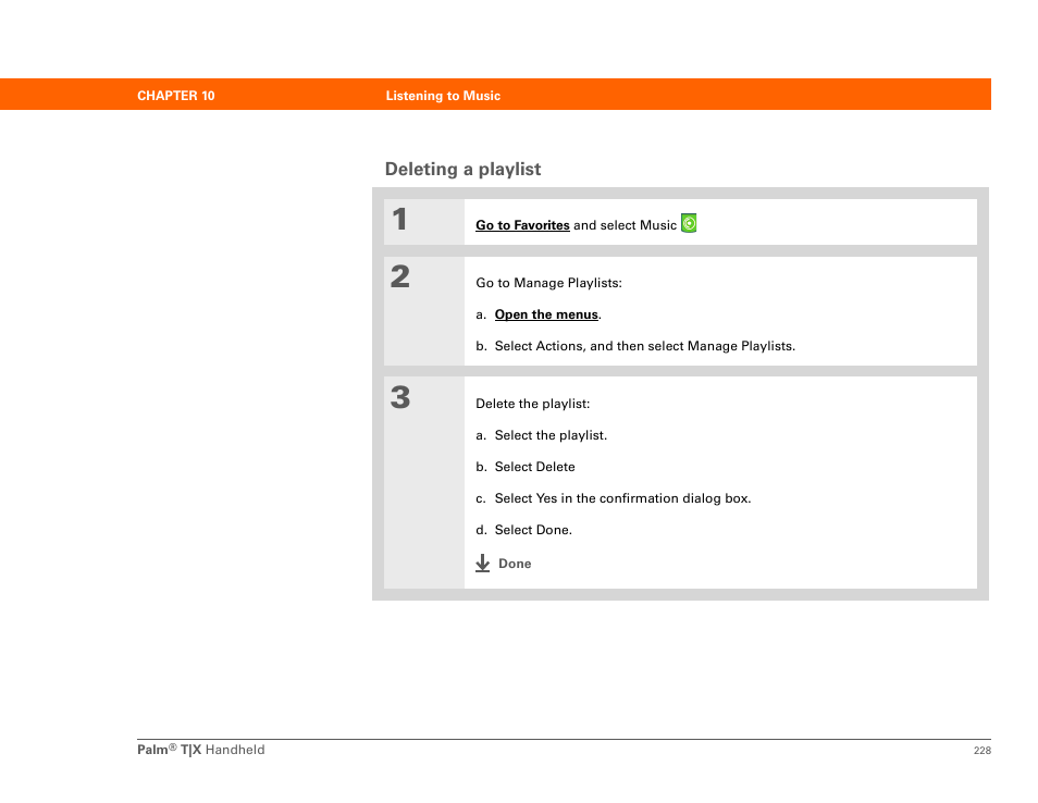 Deleting a playlist | Palm TX User Manual | Page 250 / 690