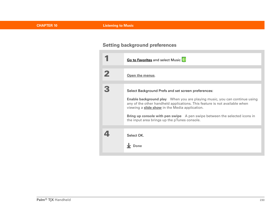 Setting background preferences | Palm TX User Manual | Page 252 / 690