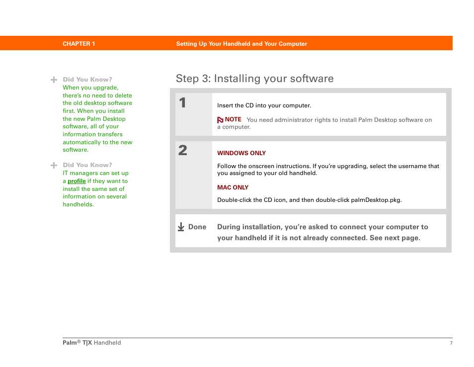 Step 3: installing your software | Palm TX User Manual | Page 29 / 690