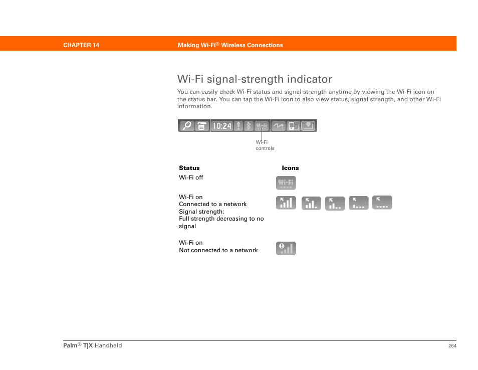 Wi-fi signal-strength indicator | Palm TX User Manual | Page 290 / 690
