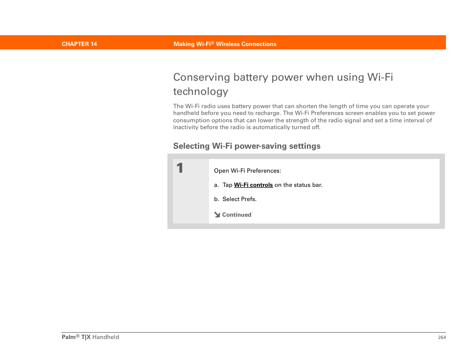 Selecting wi-fi power-saving settings, Wi-fi functionality w | Palm TX User Manual | Page 305 / 690