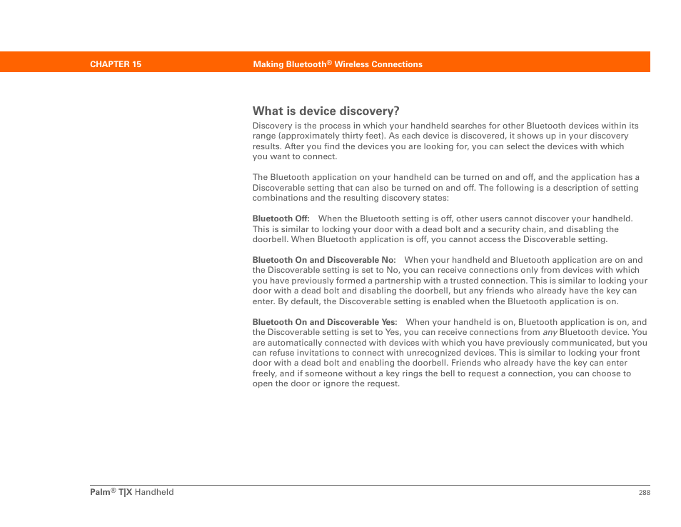 What is device discovery | Palm TX User Manual | Page 310 / 690