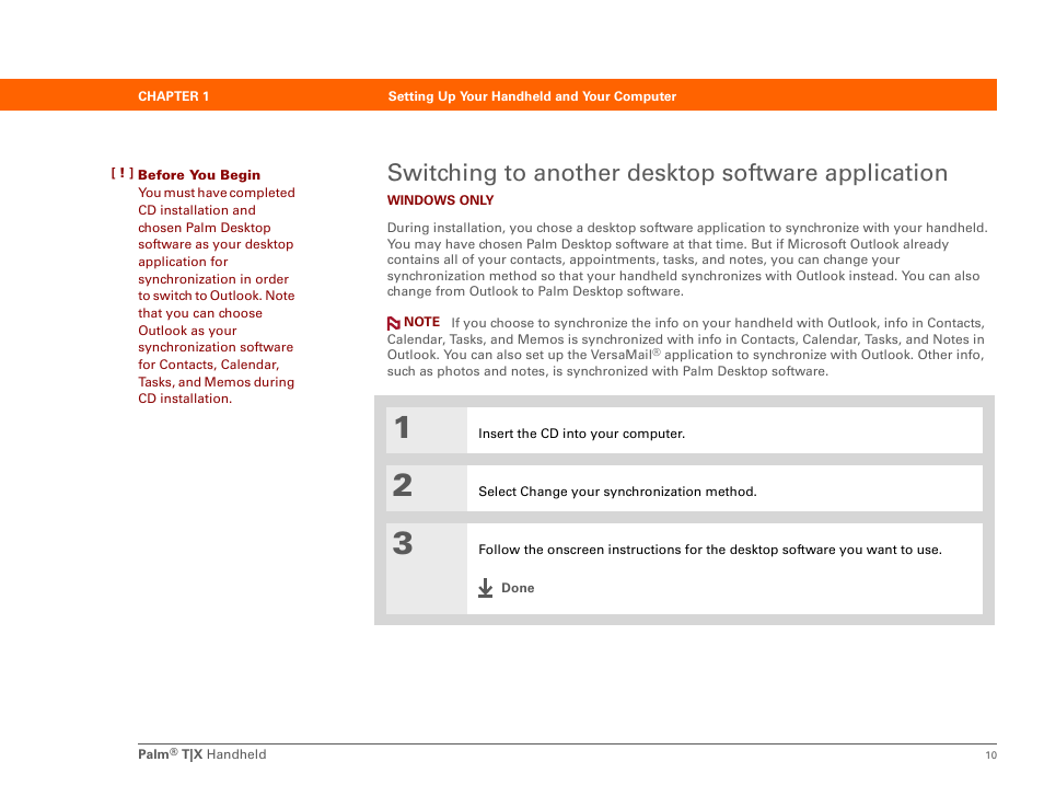 Switching to another desktop software application | Palm TX User Manual | Page 32 / 690