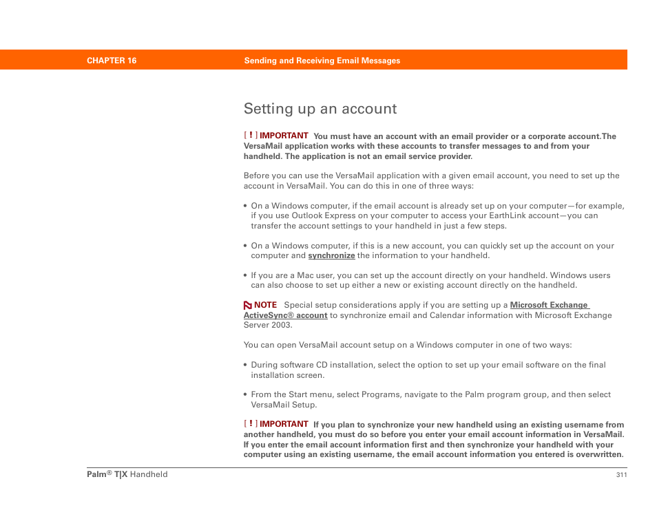 Setting up an account, Ou must set up an email account on you, Key term | Firewall, A system set, Did you know | Palm TX User Manual | Page 333 / 690