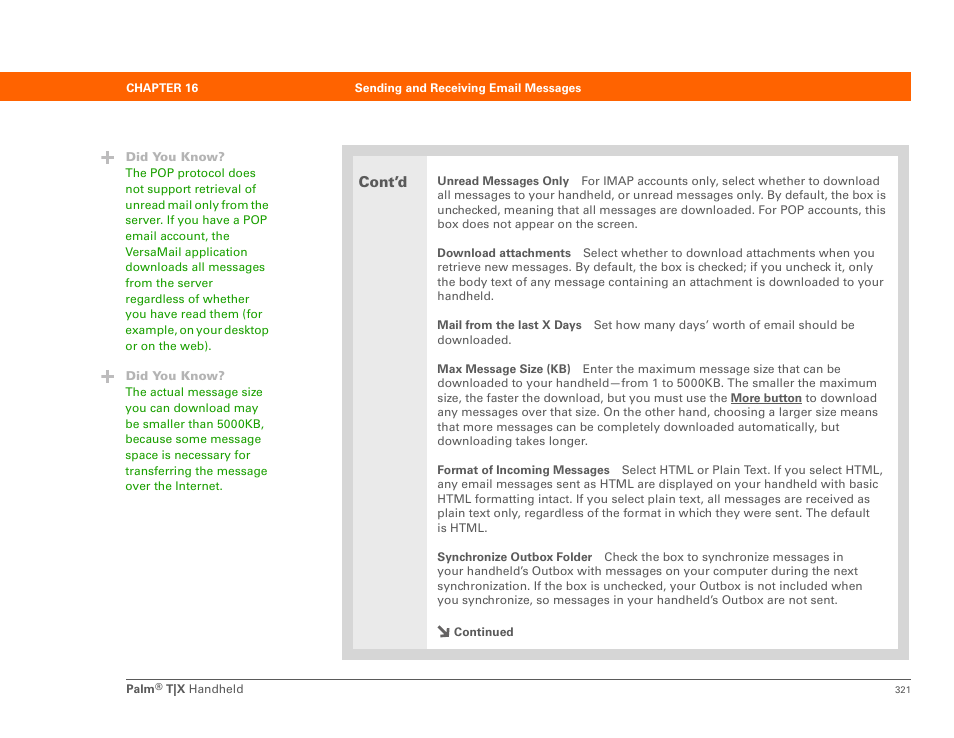 Cont’d | Palm TX User Manual | Page 343 / 690