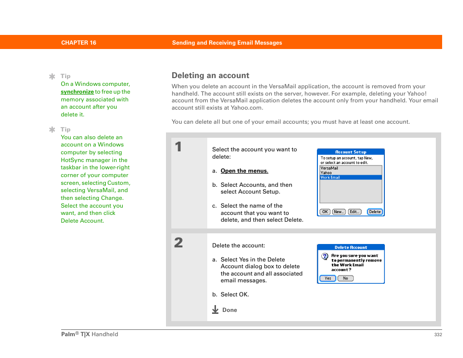 Deleting an account | Palm TX User Manual | Page 354 / 690