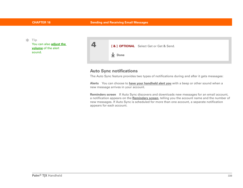 Auto sync notifications | Palm TX User Manual | Page 360 / 690