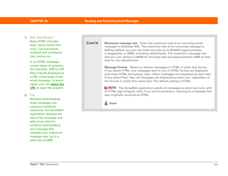 Cont’d | Palm TX User Manual | Page 366 / 690