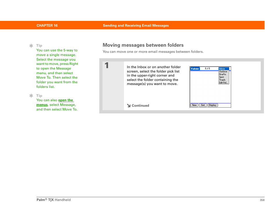 Moving messages between folders | Palm TX User Manual | Page 380 / 690