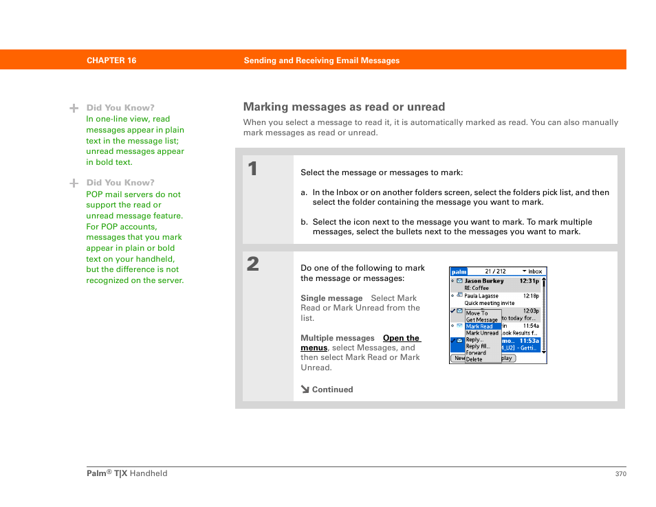 Marking messages as read or unread | Palm TX User Manual | Page 392 / 690