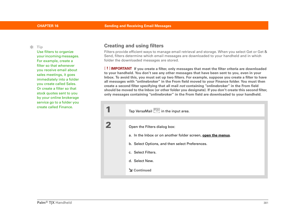 Creating and using filters | Palm TX User Manual | Page 403 / 690