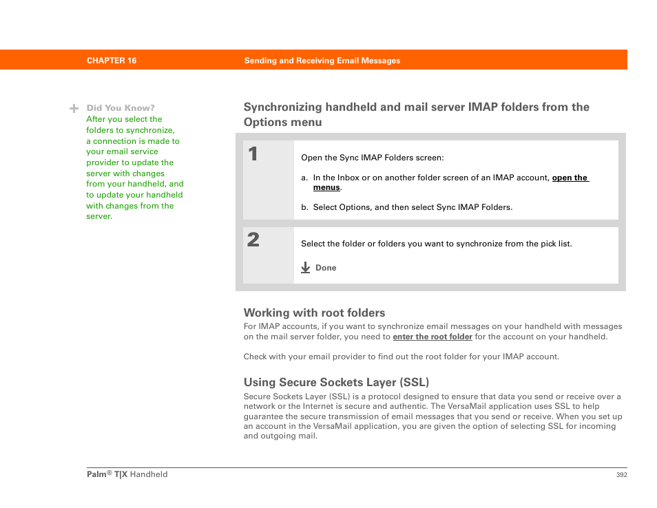 Options menu, Secure sockets layer | Palm TX User Manual | Page 414 / 690