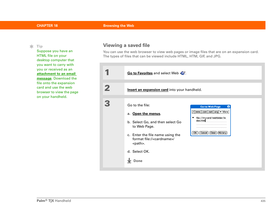 Viewing a saved file | Palm TX User Manual | Page 457 / 690