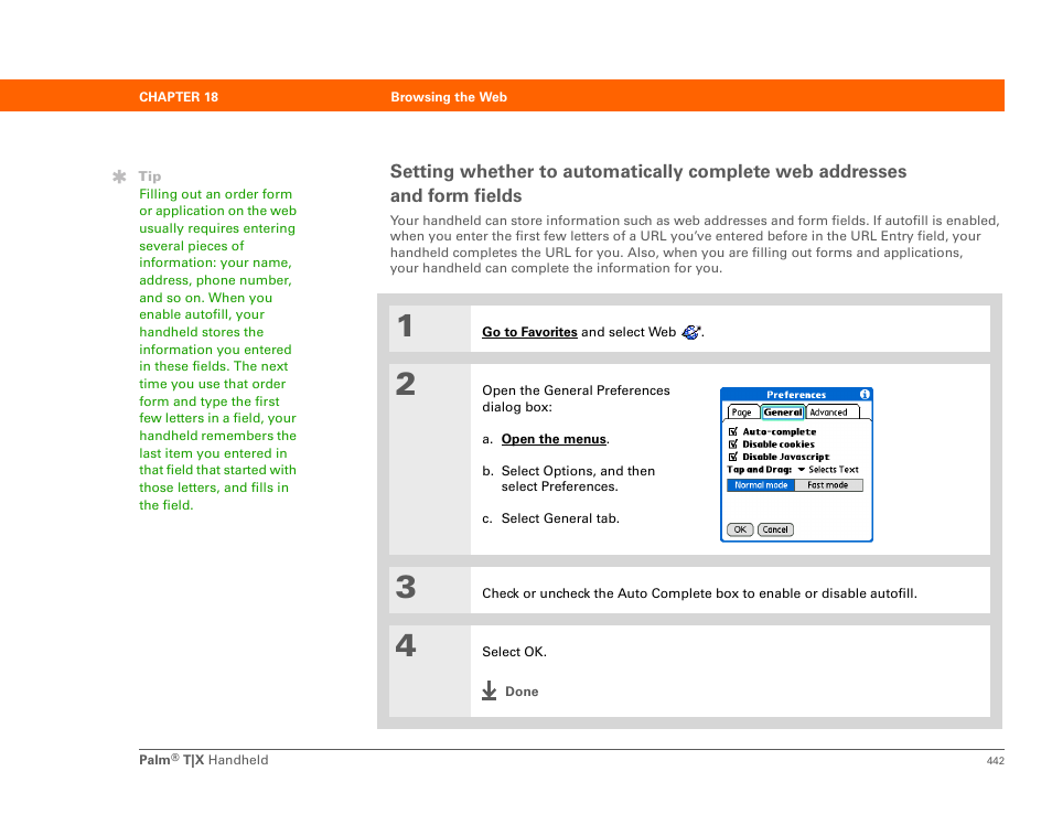 And form fields, Autofill is enabled | Palm TX User Manual | Page 464 / 690