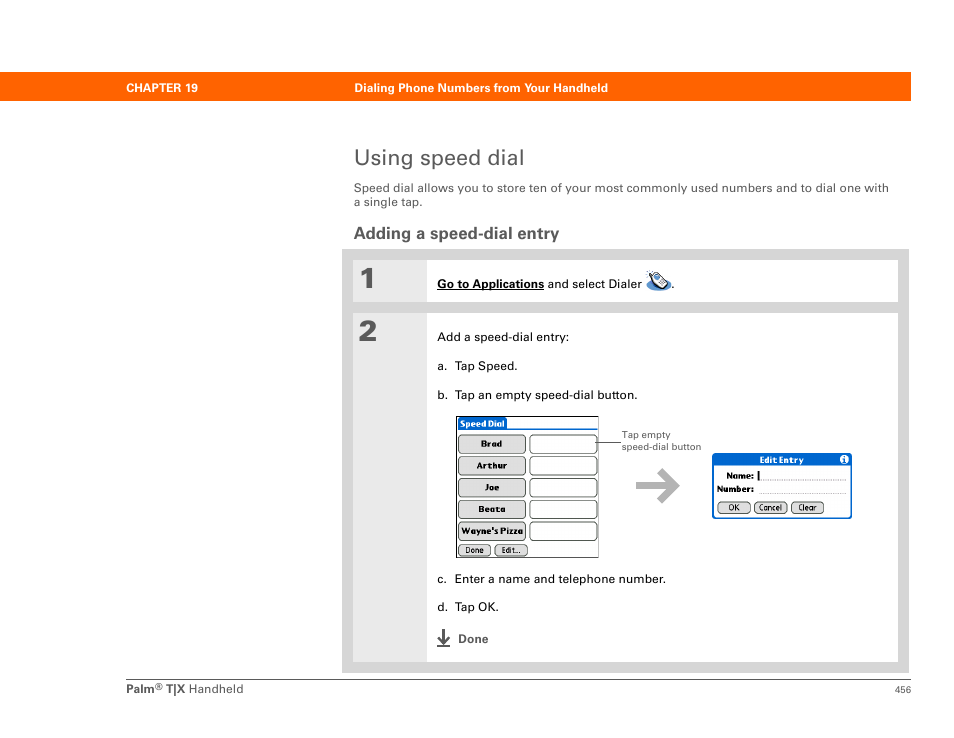 Using speed dial, Adding a speed-dial entry | Palm TX User Manual | Page 478 / 690