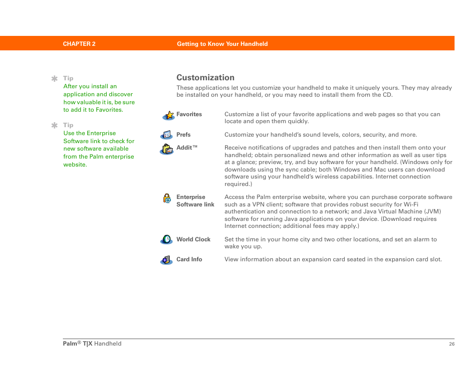 Customization | Palm TX User Manual | Page 48 / 690