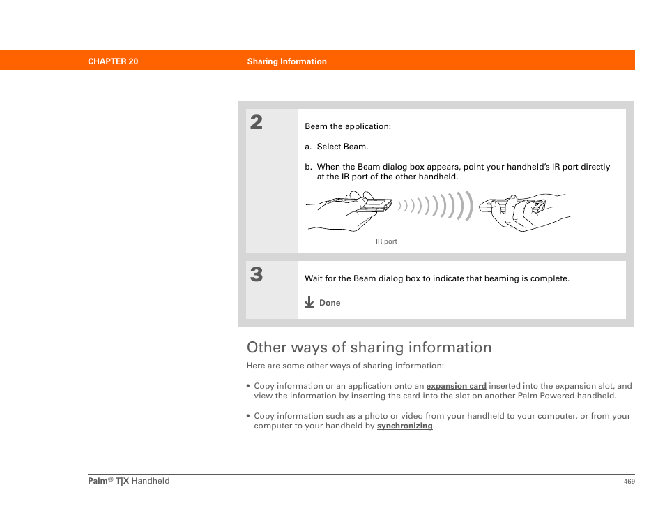 Other ways of sharing information | Palm TX User Manual | Page 491 / 690