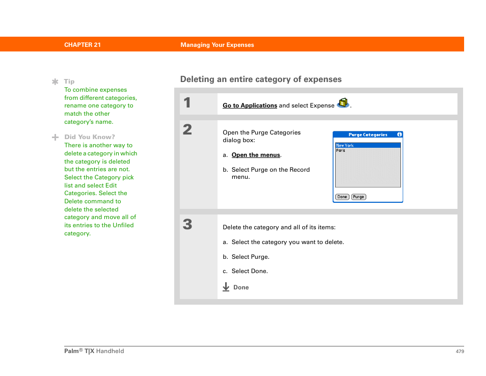 Deleting an entire category of expenses | Palm TX User Manual | Page 501 / 690