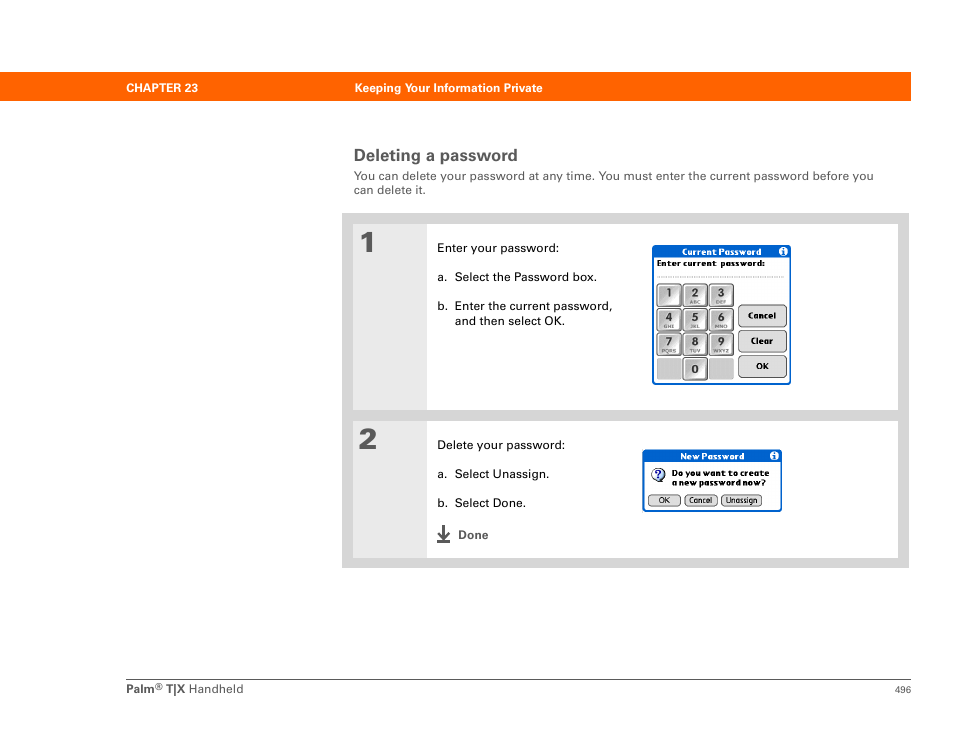 Deleting a password | Palm TX User Manual | Page 518 / 690