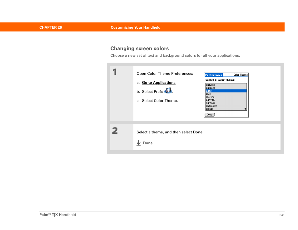 Changing screen colors | Palm TX User Manual | Page 563 / 690