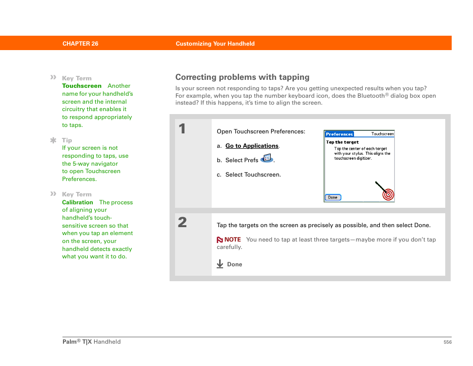 Correcting problems with tapping | Palm TX User Manual | Page 578 / 690