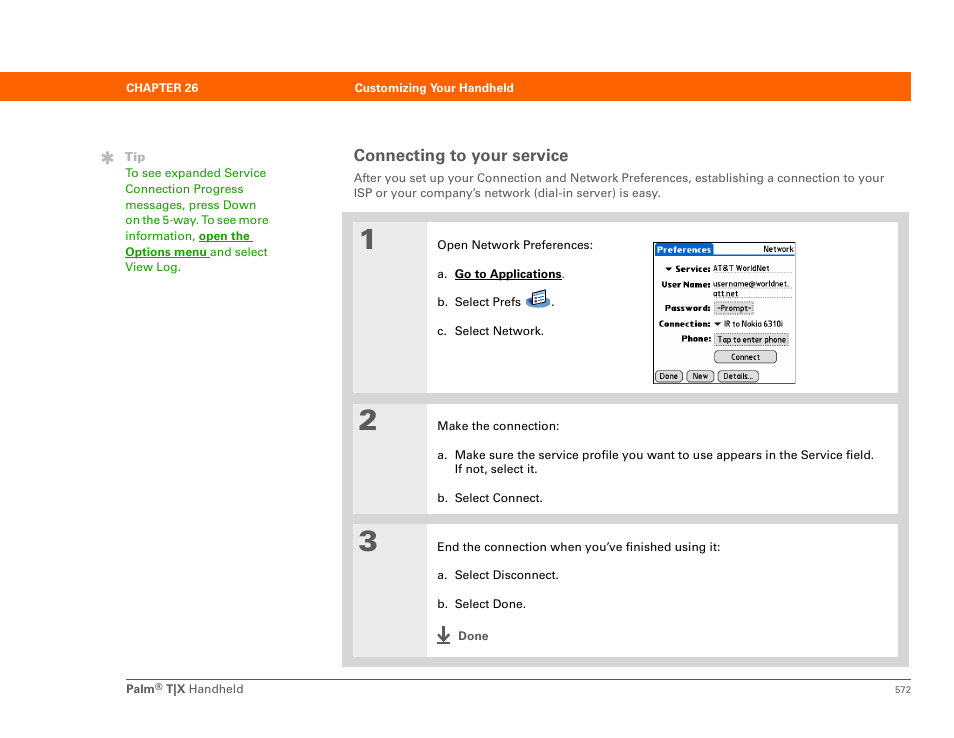 Connecting to your service | Palm TX User Manual | Page 594 / 690