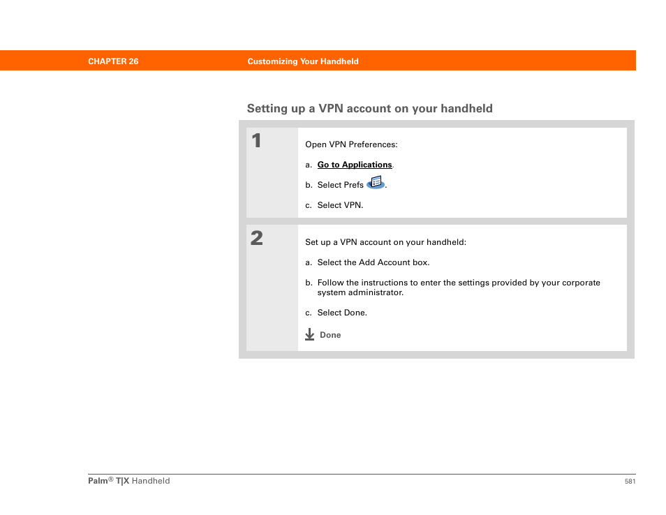 Setting up a vpn account on your handheld | Palm TX User Manual | Page 603 / 690