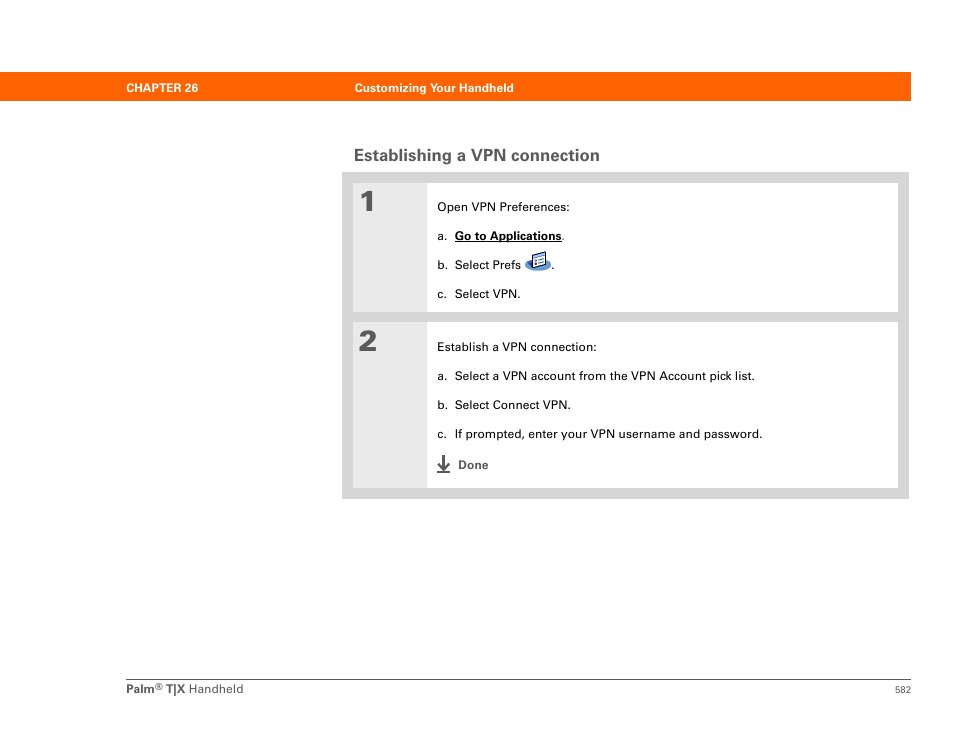 Establishing a vpn connection | Palm TX User Manual | Page 604 / 690