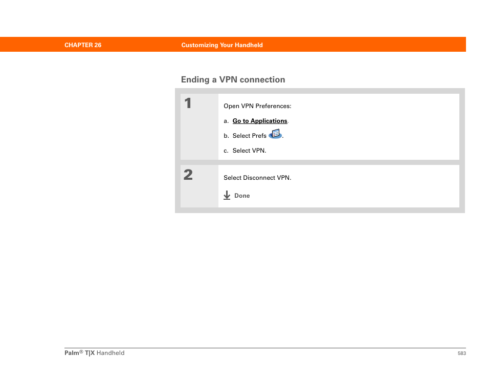 Ending a vpn connection | Palm TX User Manual | Page 605 / 690