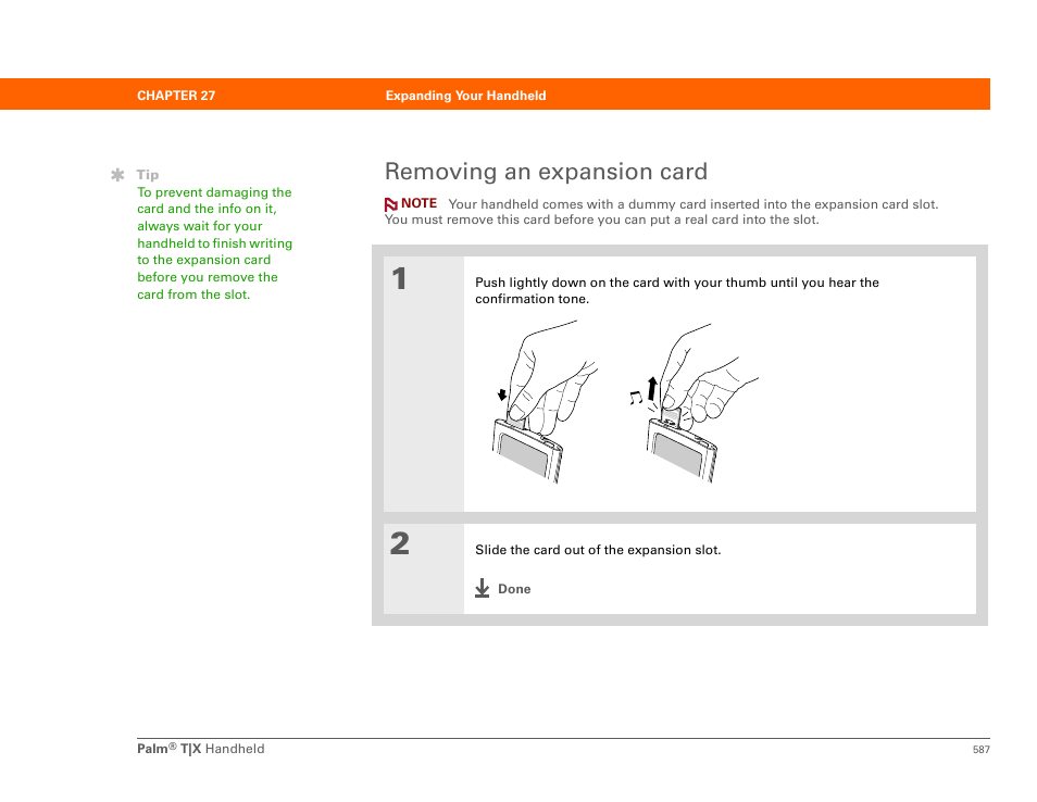 Removing an expansion card | Palm TX User Manual | Page 609 / 690