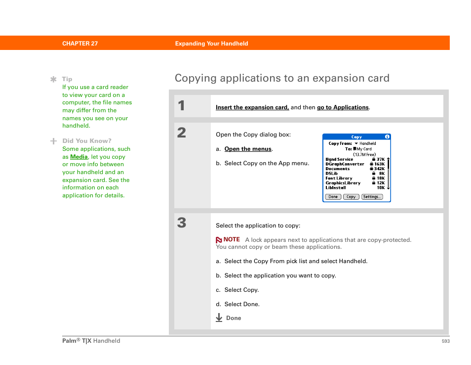 Copying applications to an expansion card | Palm TX User Manual | Page 615 / 690