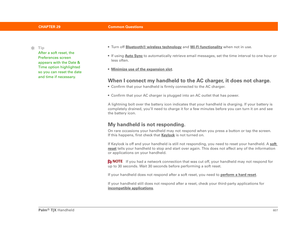 My handheld is not responding | Palm TX User Manual | Page 629 / 690