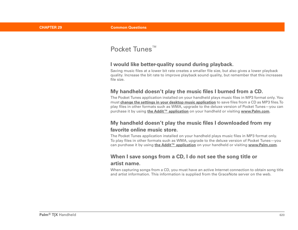 Pocket tunes | Palm TX User Manual | Page 642 / 690