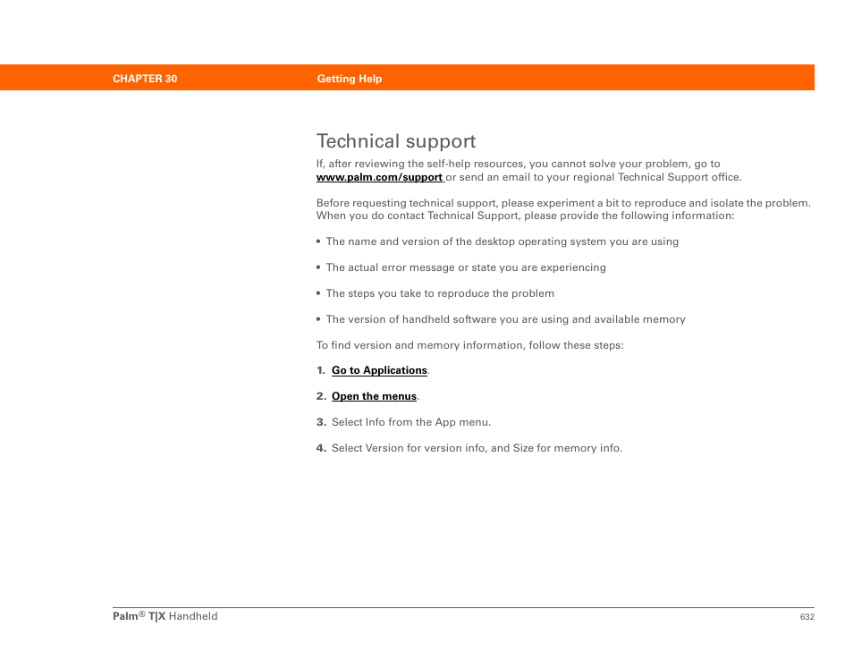 Technical support | Palm TX User Manual | Page 654 / 690