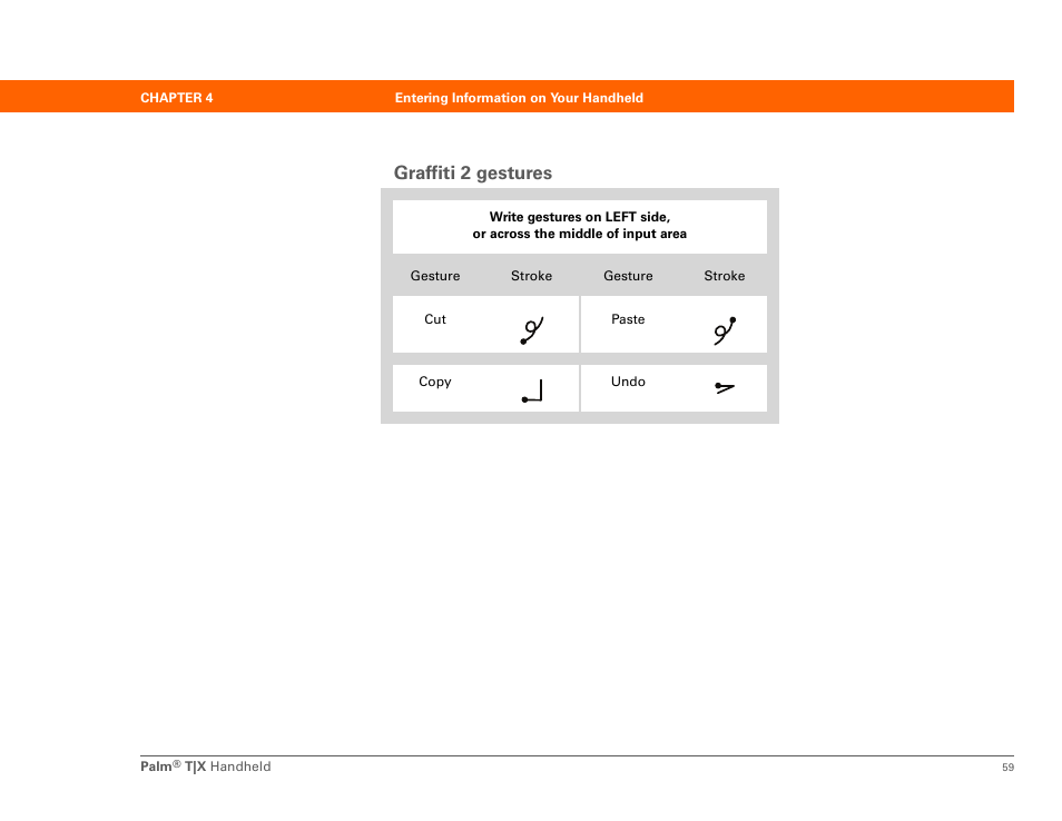 Graffiti 2 gestures | Palm TX User Manual | Page 81 / 690
