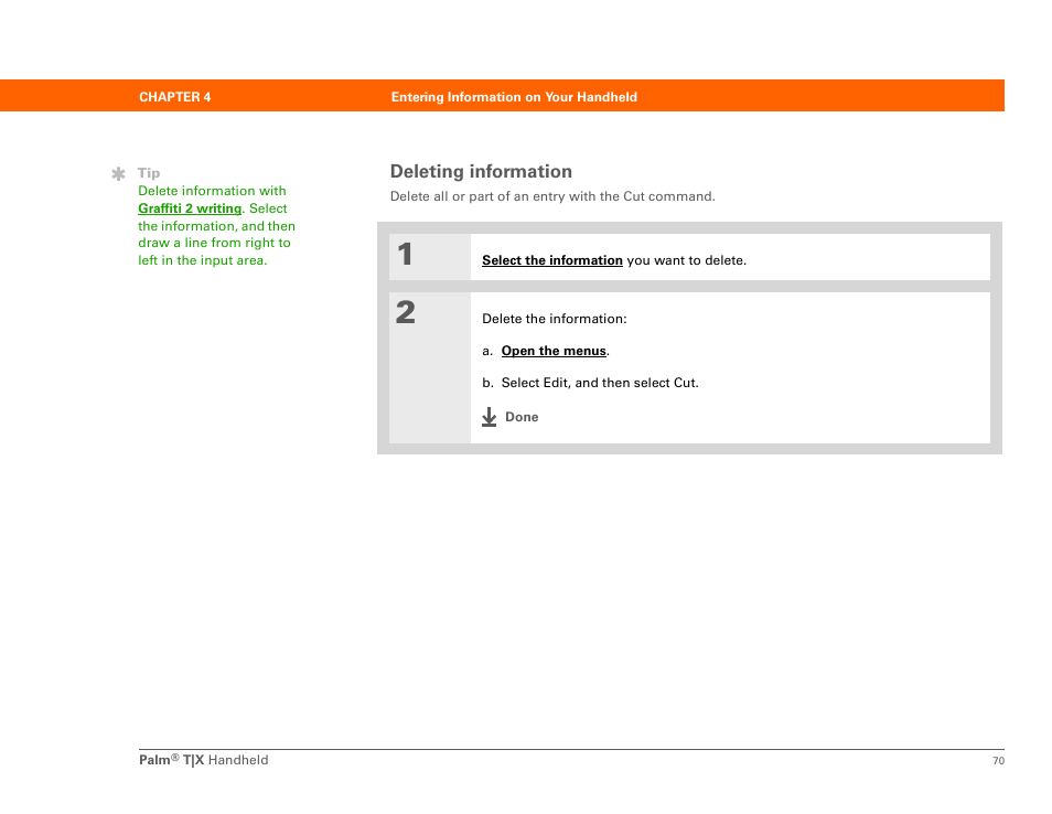 Deleting information | Palm TX User Manual | Page 92 / 690