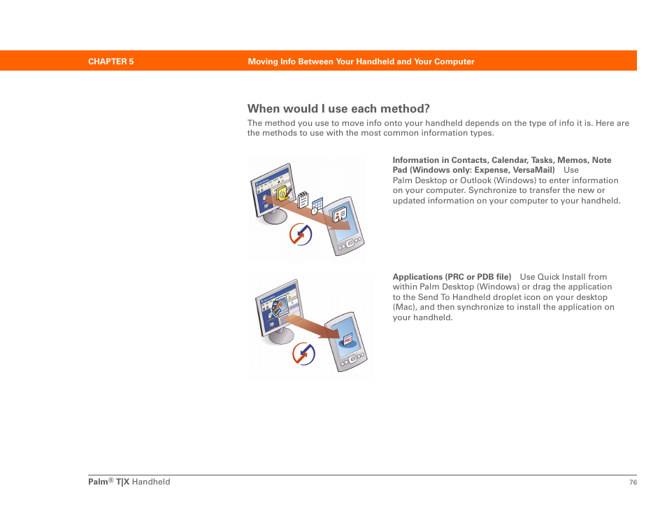 When would i use each method | Palm TX User Manual | Page 98 / 690