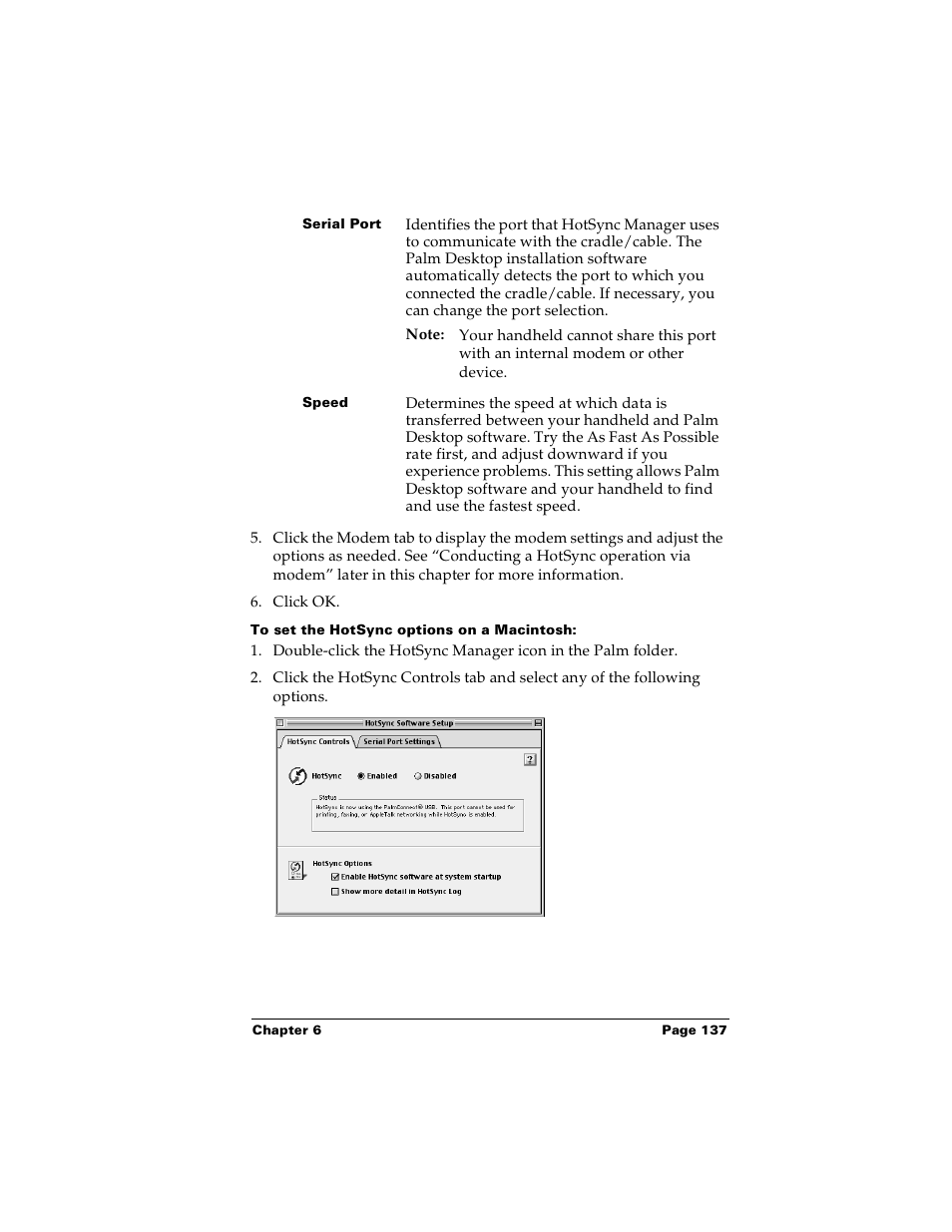 To set the hotsync options on a macintosh | Palm PalmTM m100 User Manual | Page 145 / 232
