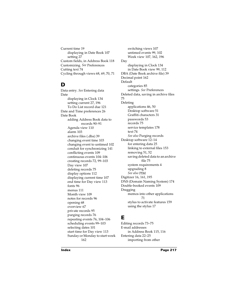 Palm PalmTM m100 User Manual | Page 225 / 232