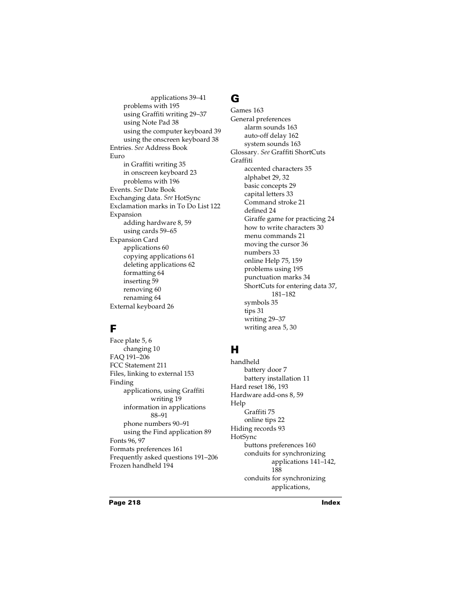 Palm PalmTM m100 User Manual | Page 226 / 232