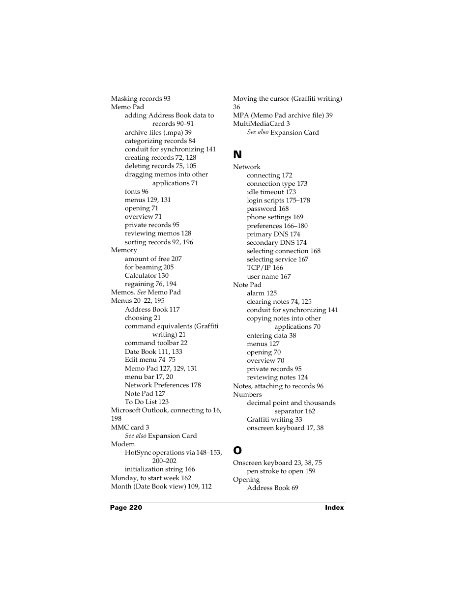 Palm PalmTM m100 User Manual | Page 228 / 232