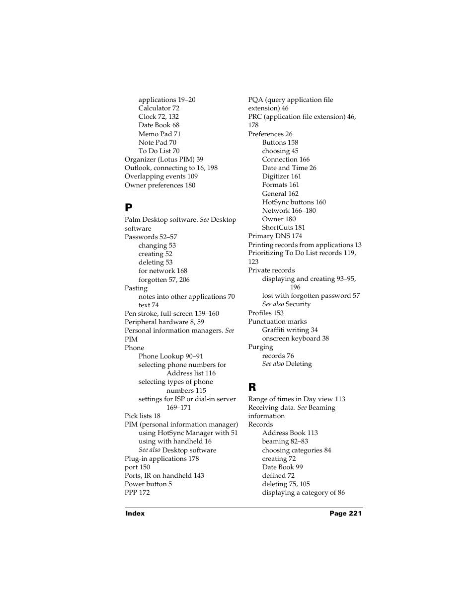 Palm PalmTM m100 User Manual | Page 229 / 232