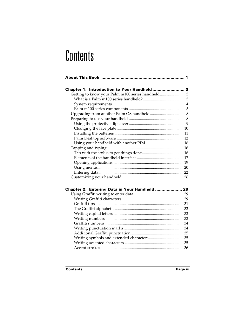 Palm PalmTM m100 User Manual | Page 3 / 232