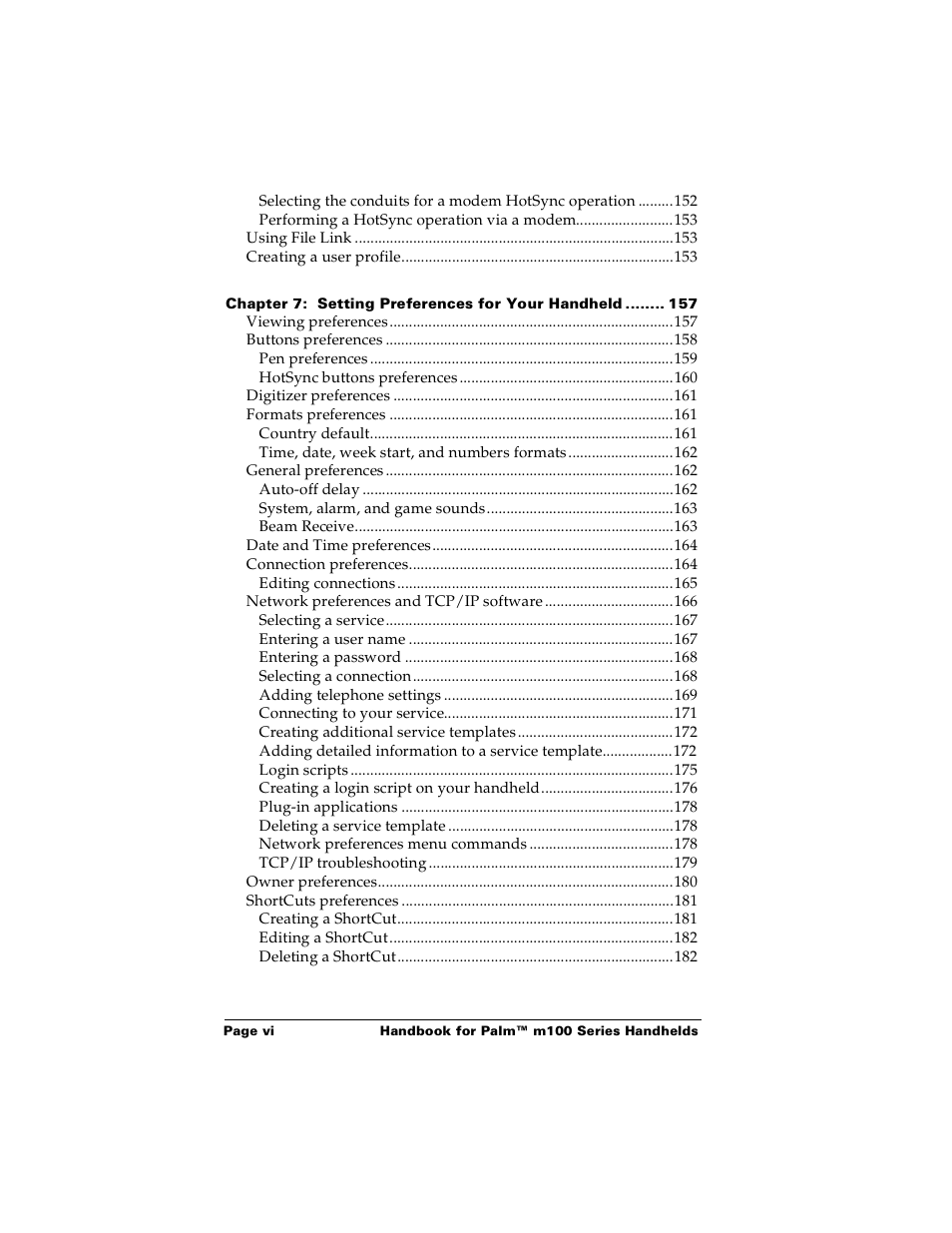 Palm PalmTM m100 User Manual | Page 6 / 232