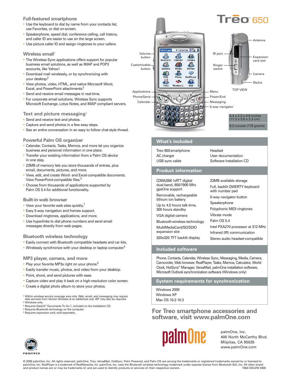 Palm Treo 650 User Manual | Page 2 / 2