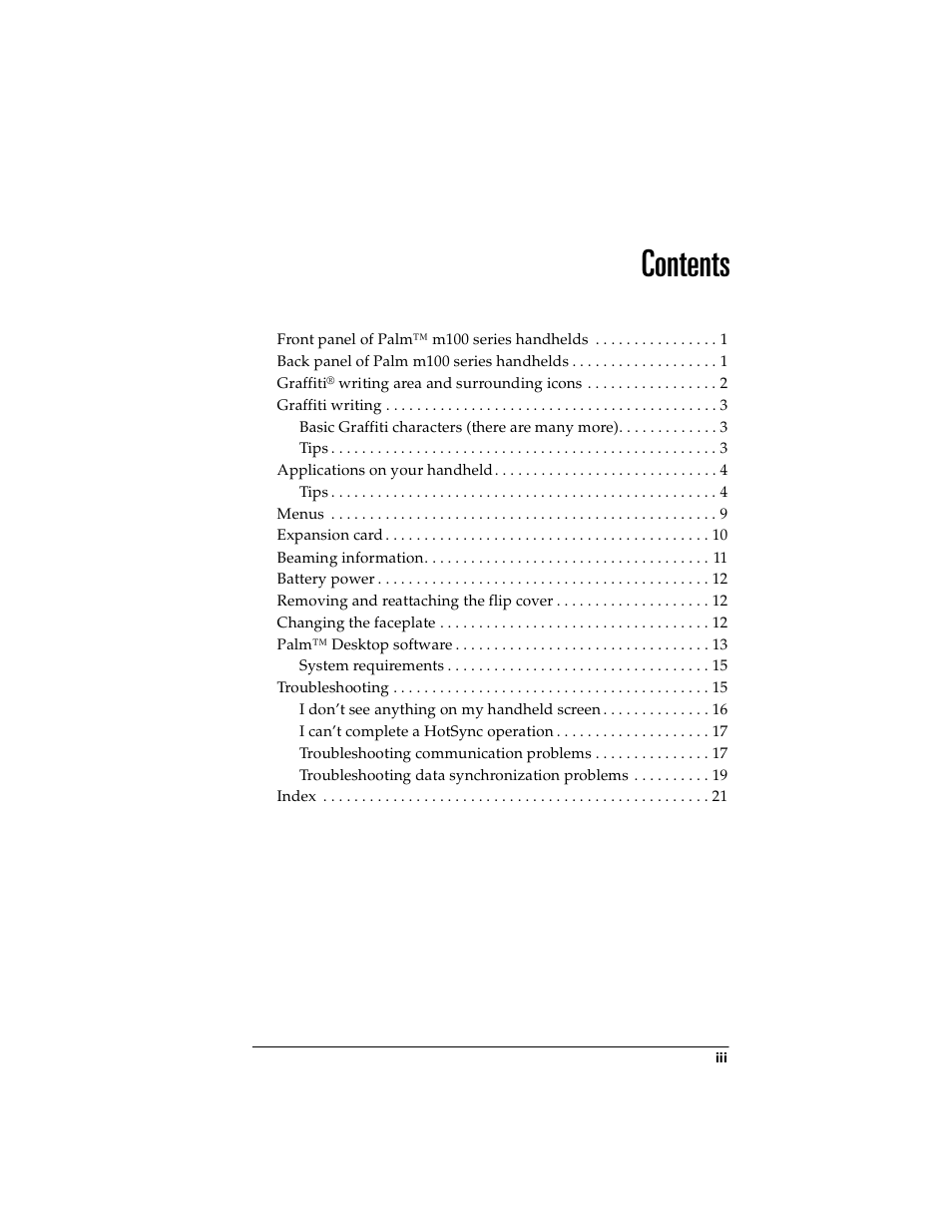 Palm handheld m100 User Manual | Page 3 / 28