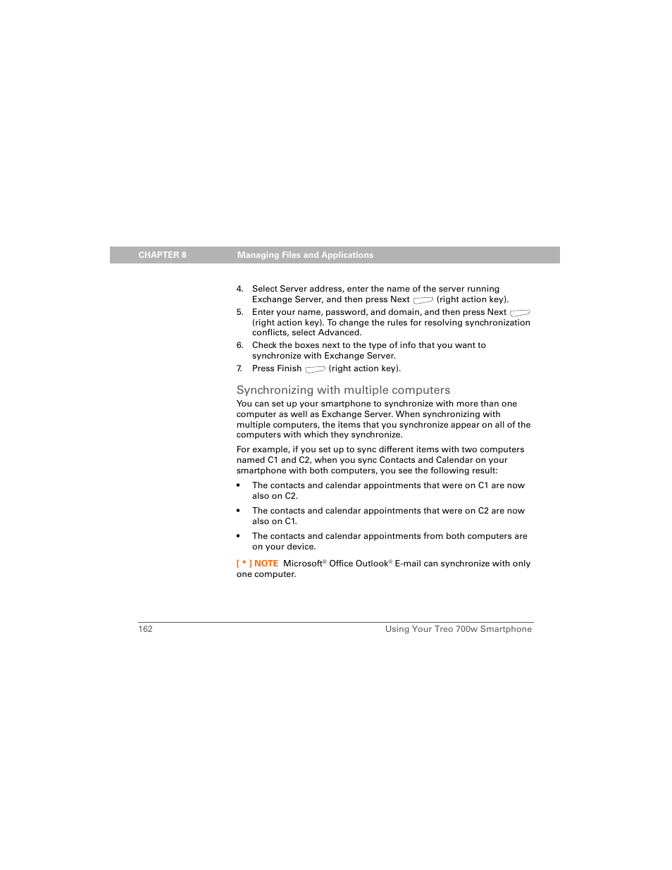 Synchronizing with multiple computers | Palm 700w User Manual | Page 170 / 290