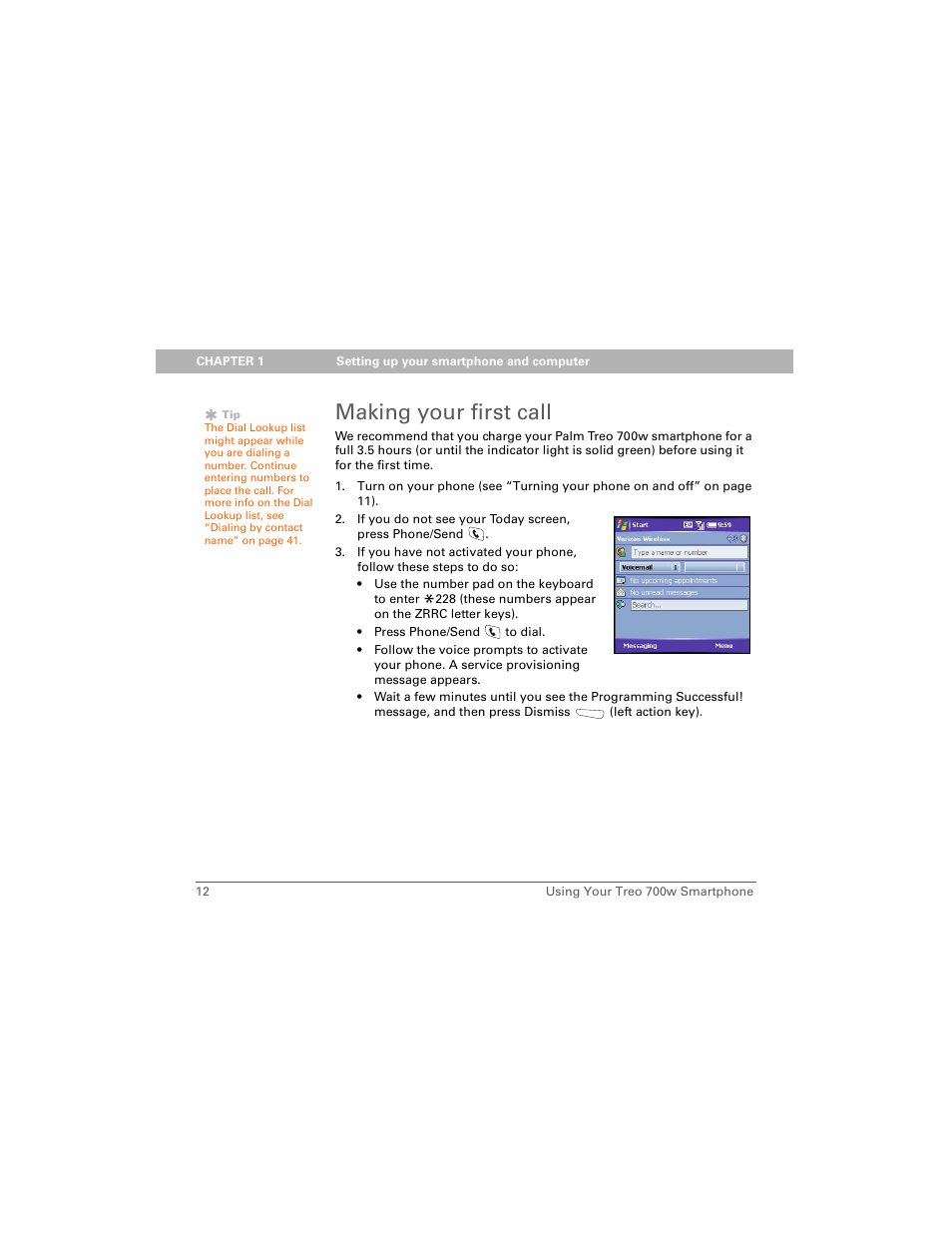 Making your first call | Palm 700w User Manual | Page 20 / 290