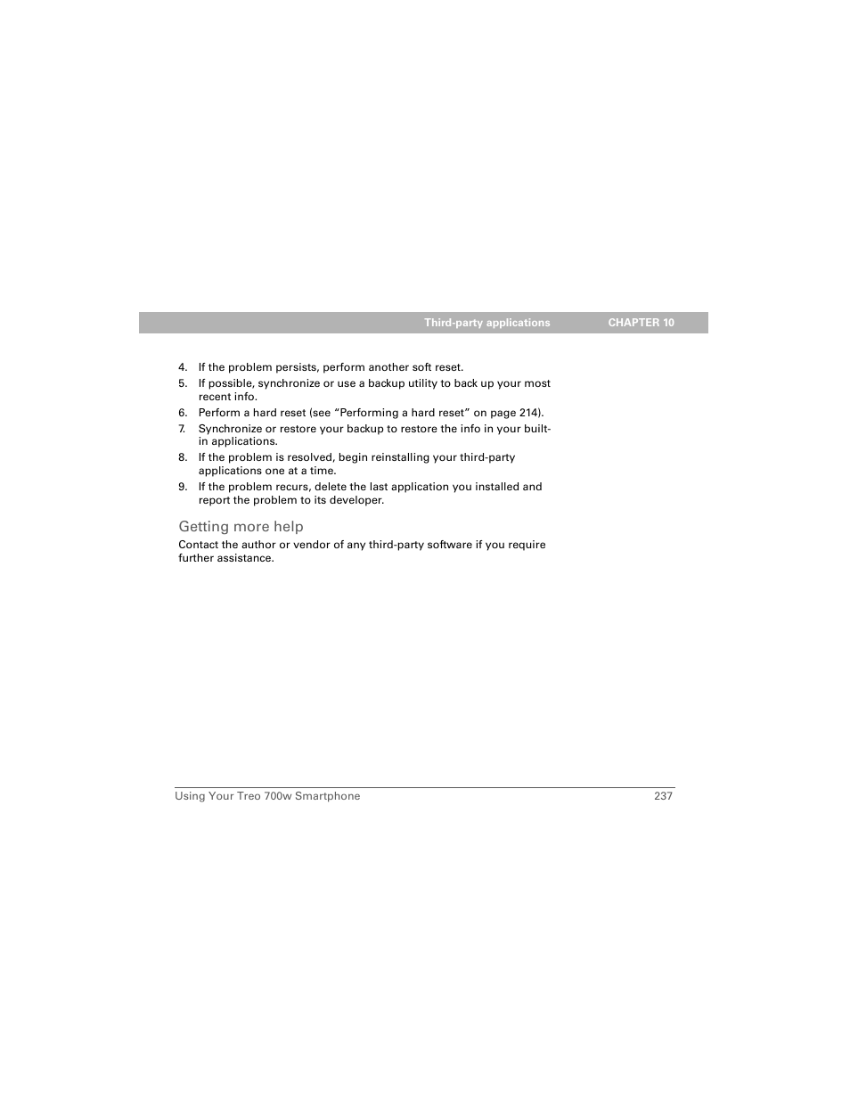 Getting more help | Palm 700w User Manual | Page 245 / 290